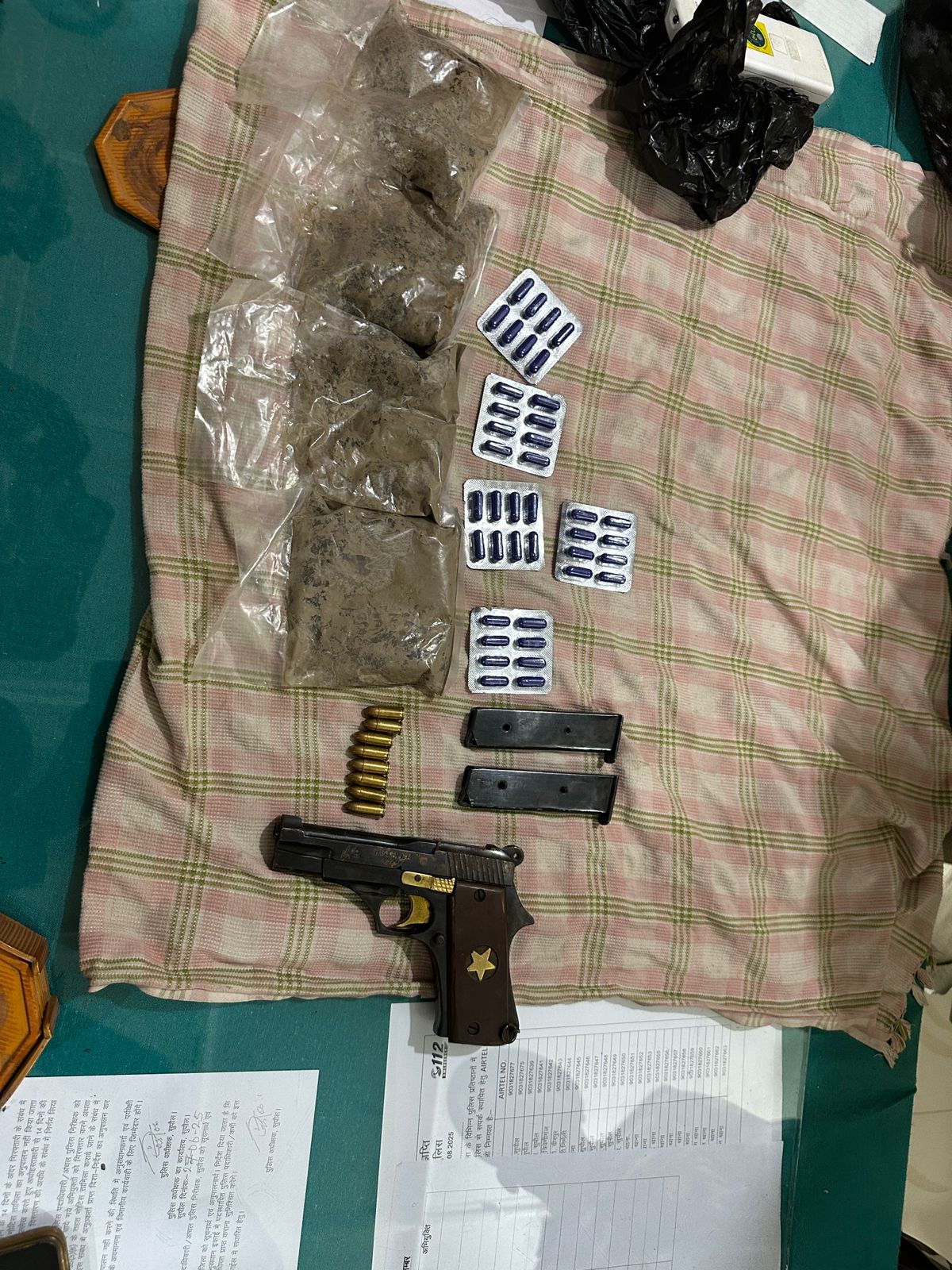 Pistol, 200GM brown sugar and intoxicating capsules found in car in Supaul