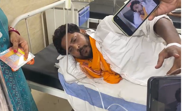 Firing between two parties during cultural program, two shot, situation tense