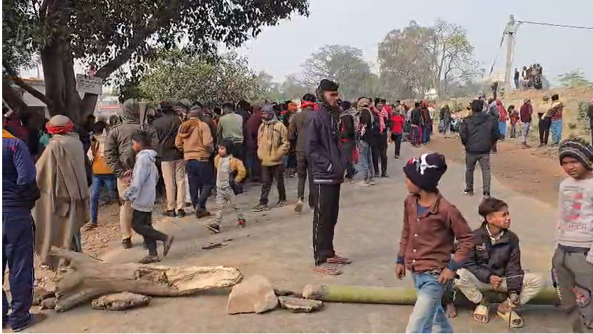 Angry people blocked the road.