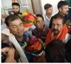 deoghar mein dilip jaiswal ka swagat